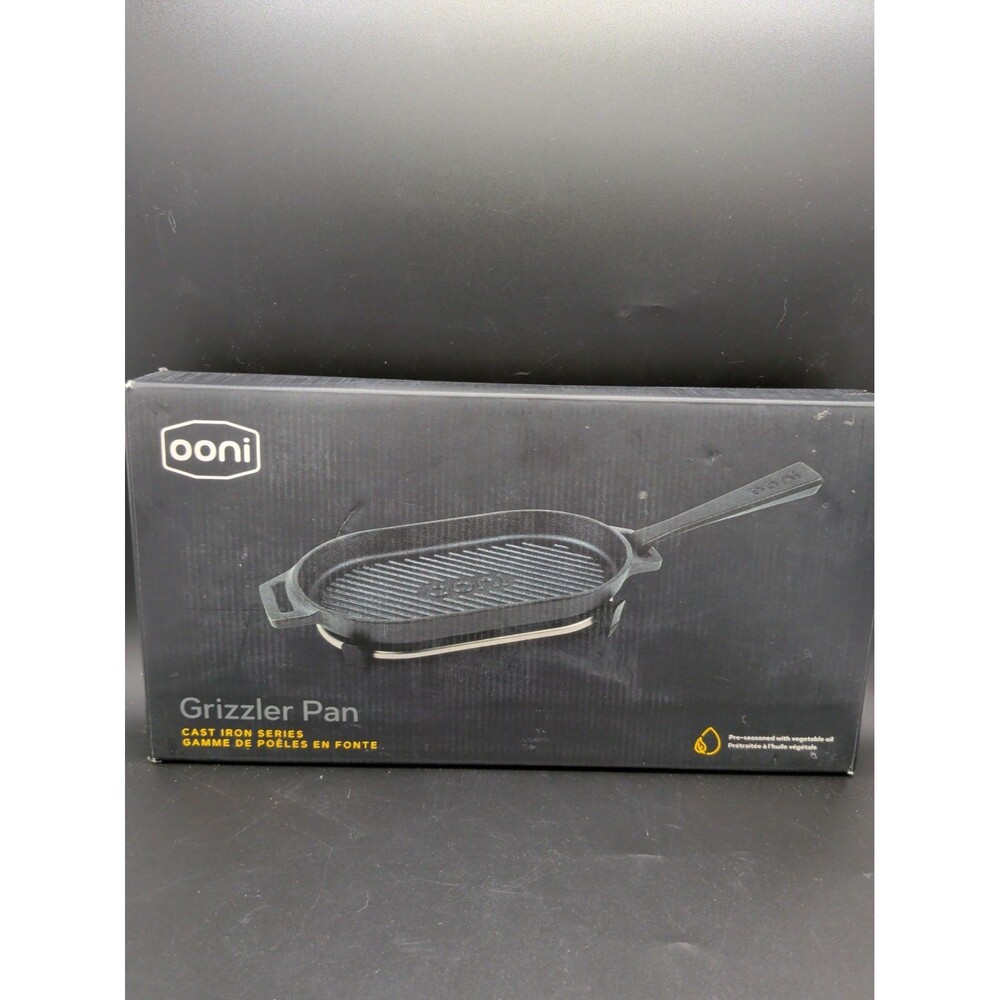ooni Cast Iron Grizzler Pan - Grill Frying Pan, 12" x 6" Griddle Plate with R...